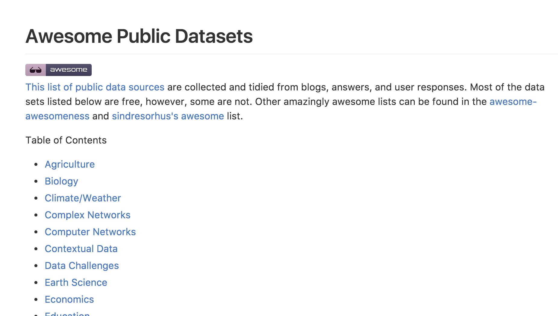 Awesome Public Datasets